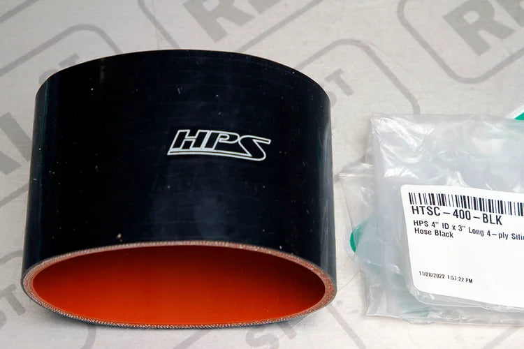 HTSC-400-BLK HPS 4" ID X 3" Long 4-PLY Silicone Coupler Hose Black