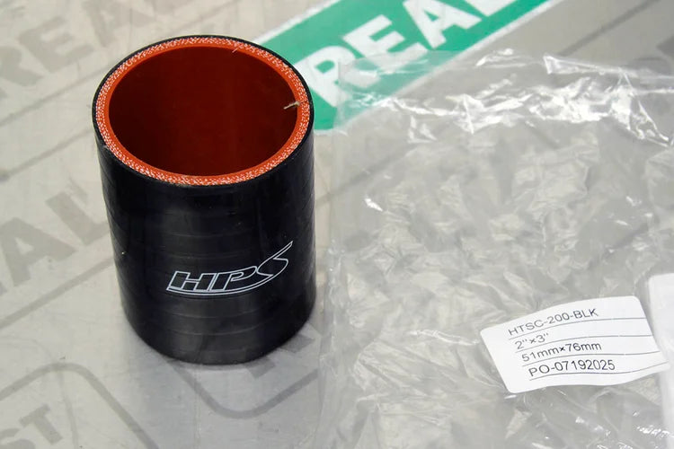 HTSC-200-BLK HPS 2" ID X 3" Long 4-PLY Silicone Coupler Hose Black