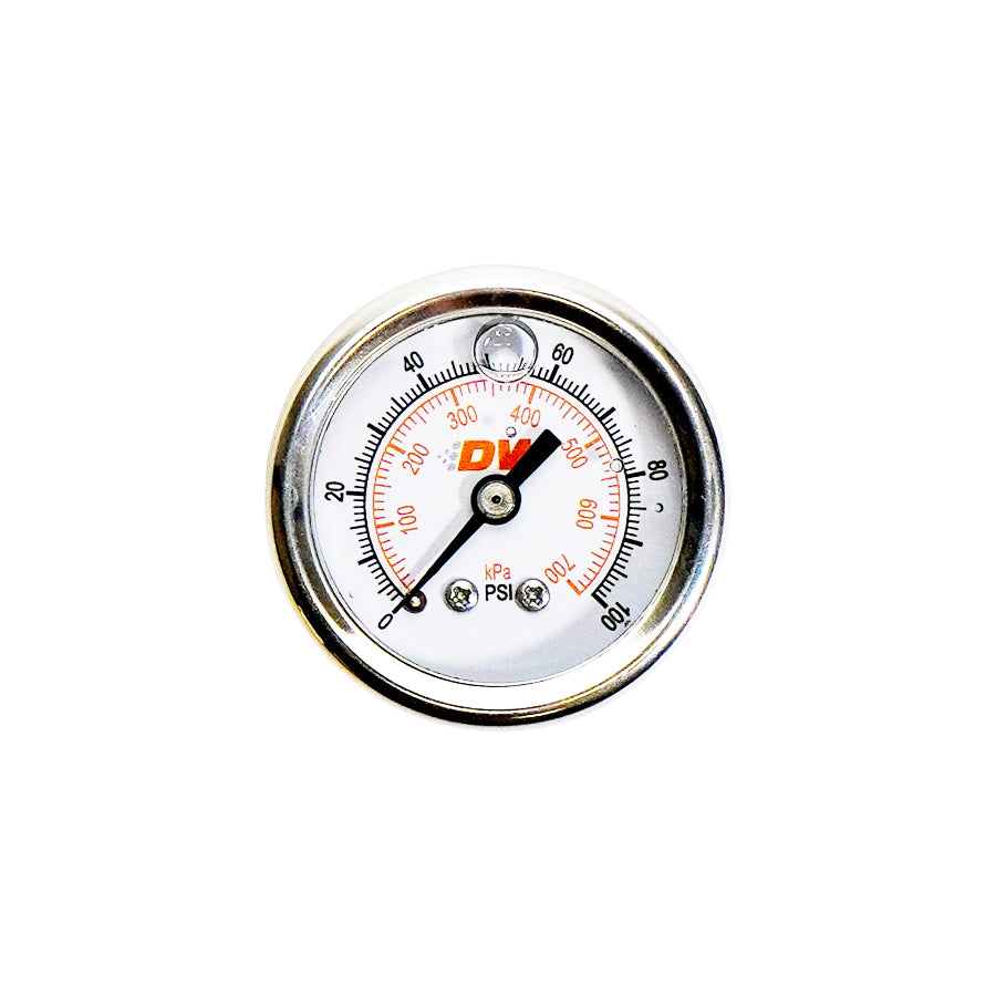 6-01-GL DeatschWerks 0-100 PSI 1/8in NPT Mechanical Fuel Pressure Gauge Liquid Filled White Face