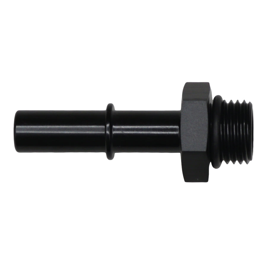 6-02-0122-B DeatschWerks 6AN ORB Male to 3/8in Male EFI Quick Connect Adapter - Anodized Matte Black
