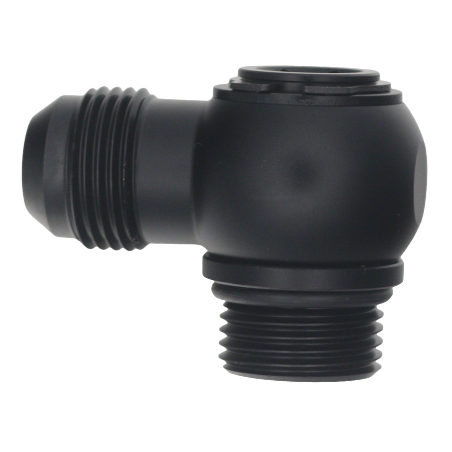 6-02-0417-B DeatschWerks 10AN ORB Male to 10AN Male Flare Low Profile 90-Degree Swivel - Anodized Matte Black
