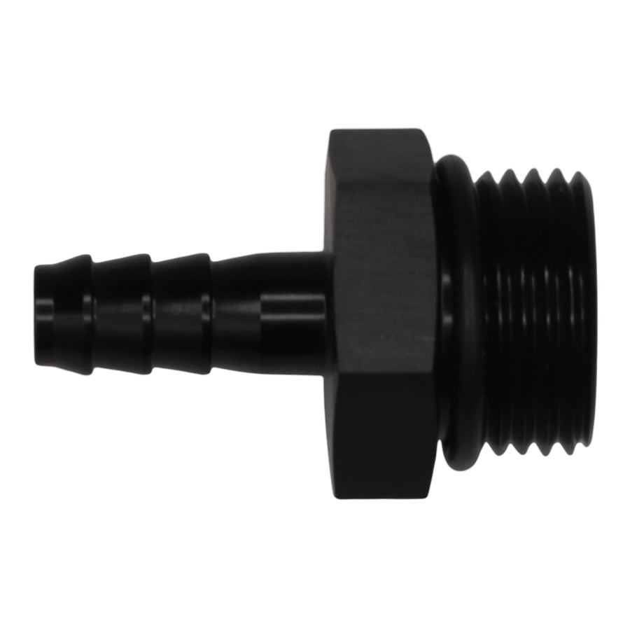 6-02-0516-B DeatschWerks 10AN ORB Male to 5/16in Male Triple Barb Fitting (Incl O-Ring) - Anodized Matte Black