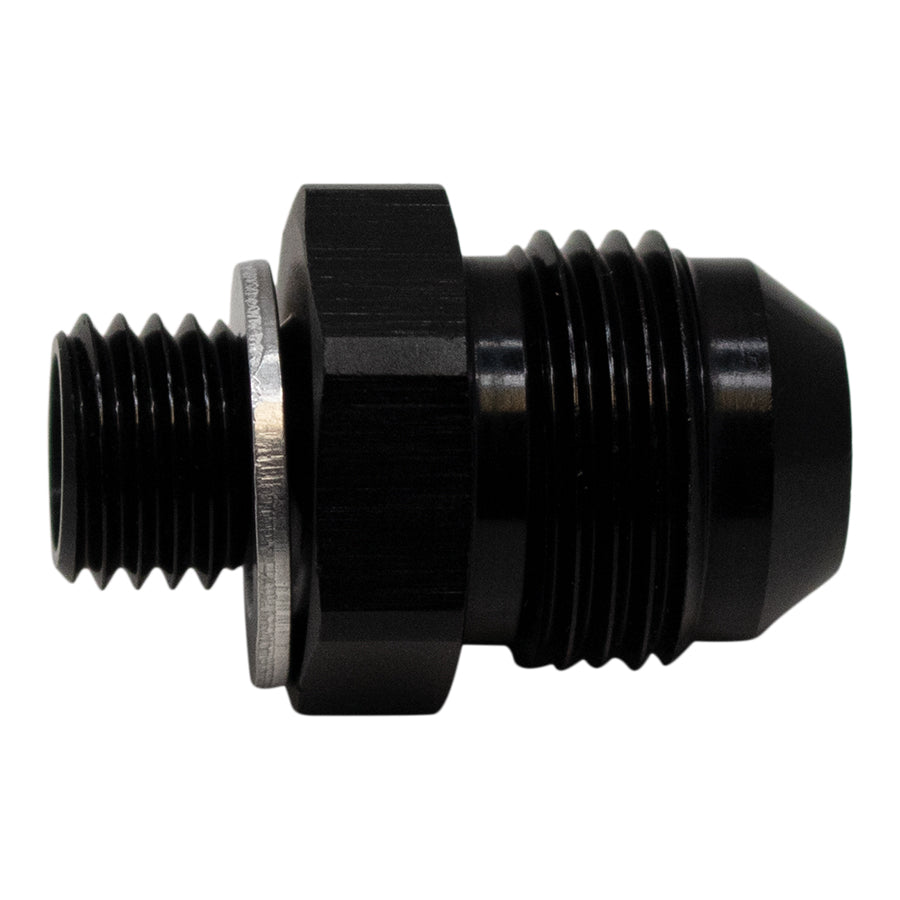 6-02-0617-B DeatschWerks 8AN Male Flare to M12 X 1.5 Male Metric Adapter (Incl Washer) - Anodized Matte Black