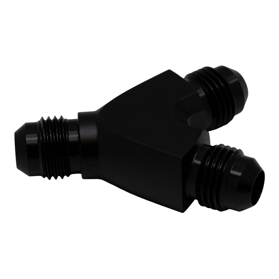 6-02-0701-B DeatschWerks 6AN Male Flare to 6AN Male Flare to 6AN Male Flare Y Fitting - Anodized Matte Black