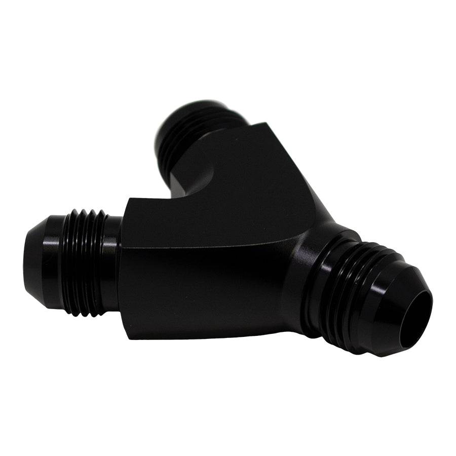 6-02-0706-B DeatschWerks 8AN Male Flare to 8AN Male Flare to 8AN Male Flare Y Fitting - Anodized Matte Black