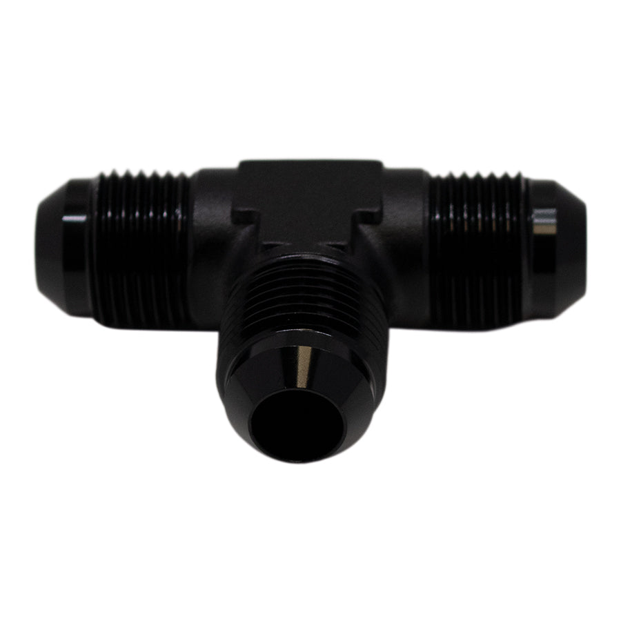 6-02-0722-B DeatschWerks 8AN Male Flare to 8AN Male Flare to 8AN Male Flare Tee Fitting - Anodized Matte Black