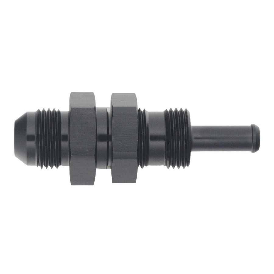 6-02-0743-B DeatschWerks 8AN Male Flare to Straight 5/16in Single Hose Barb - Anodized Matte Black