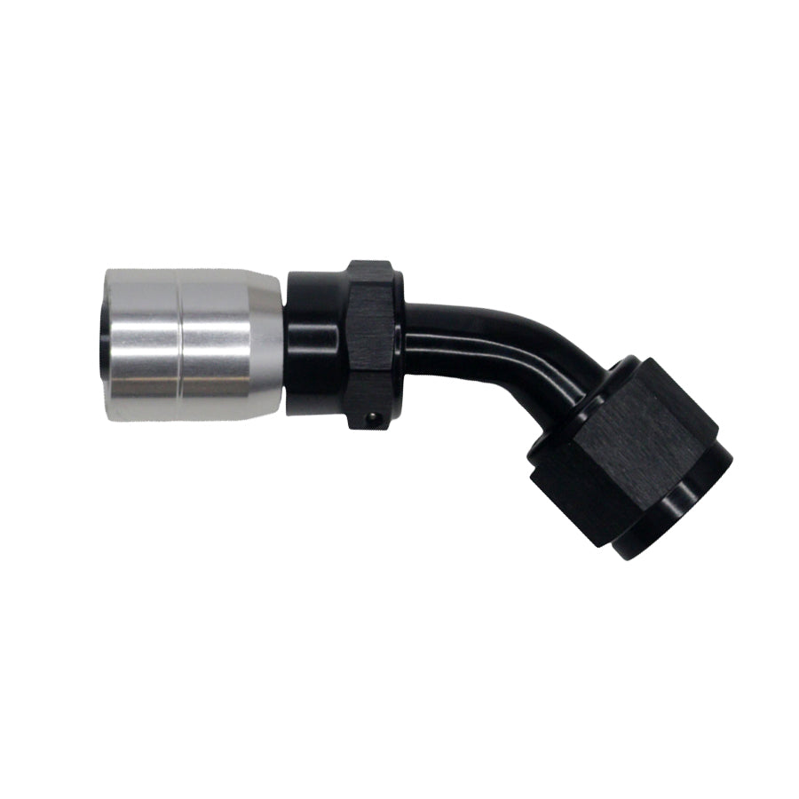 6-02-0806-C-B DeatschWerks 8AN Female Swivel 45-Degree Crimping Style Hose End CPE - Anodized Matte Black