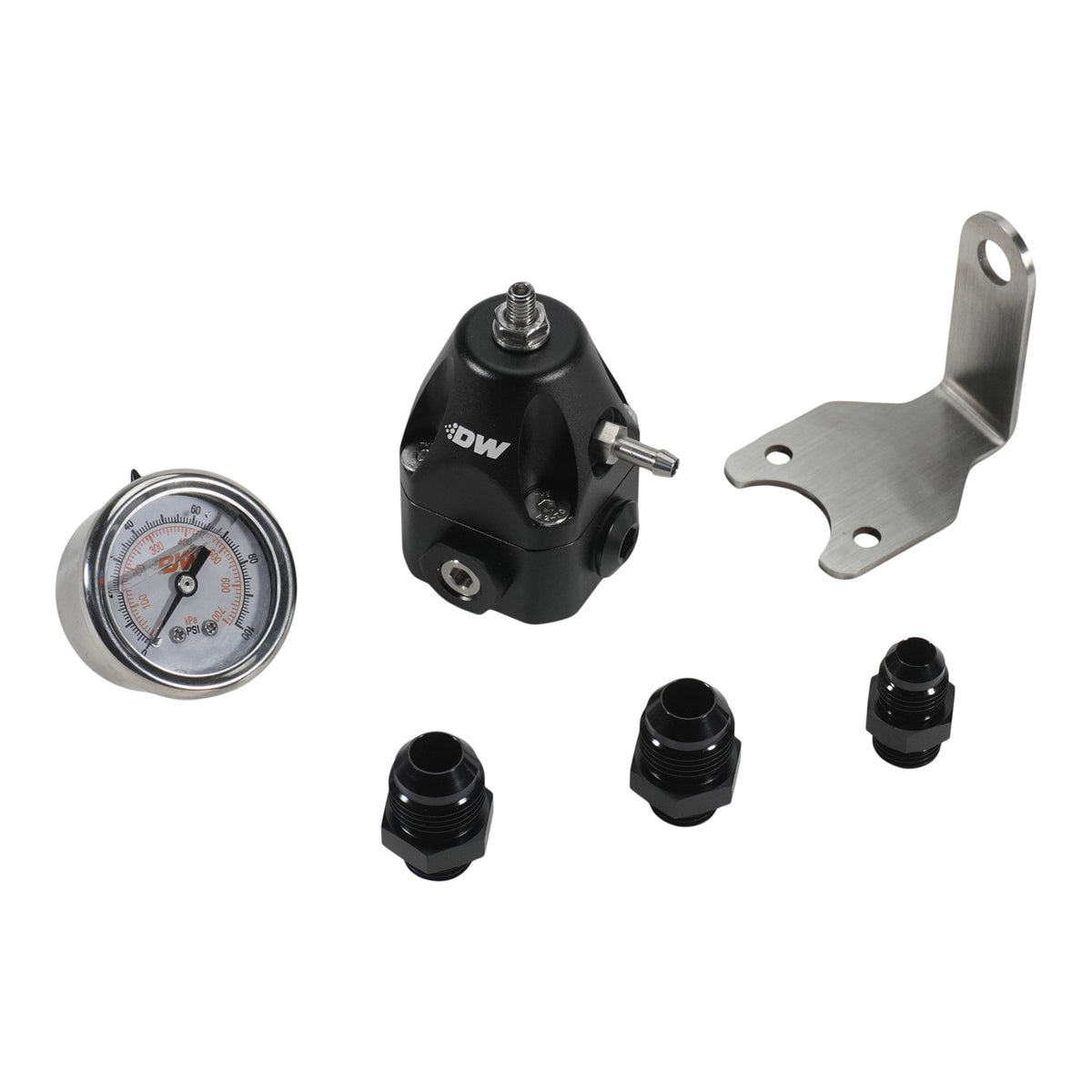 6-1002-FRB-86 DeatschWerks DWR1000C AFPR + Pressure Gauge + 6AN & 8AN fittings - Anodized Black