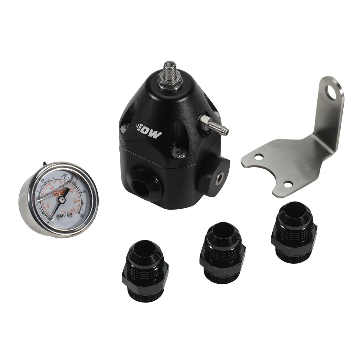 6-2000-FRB-1010 DeatschWerks DWR2000 AFPR + Pressure Gauge + 10AN Fittings - Anodized Black