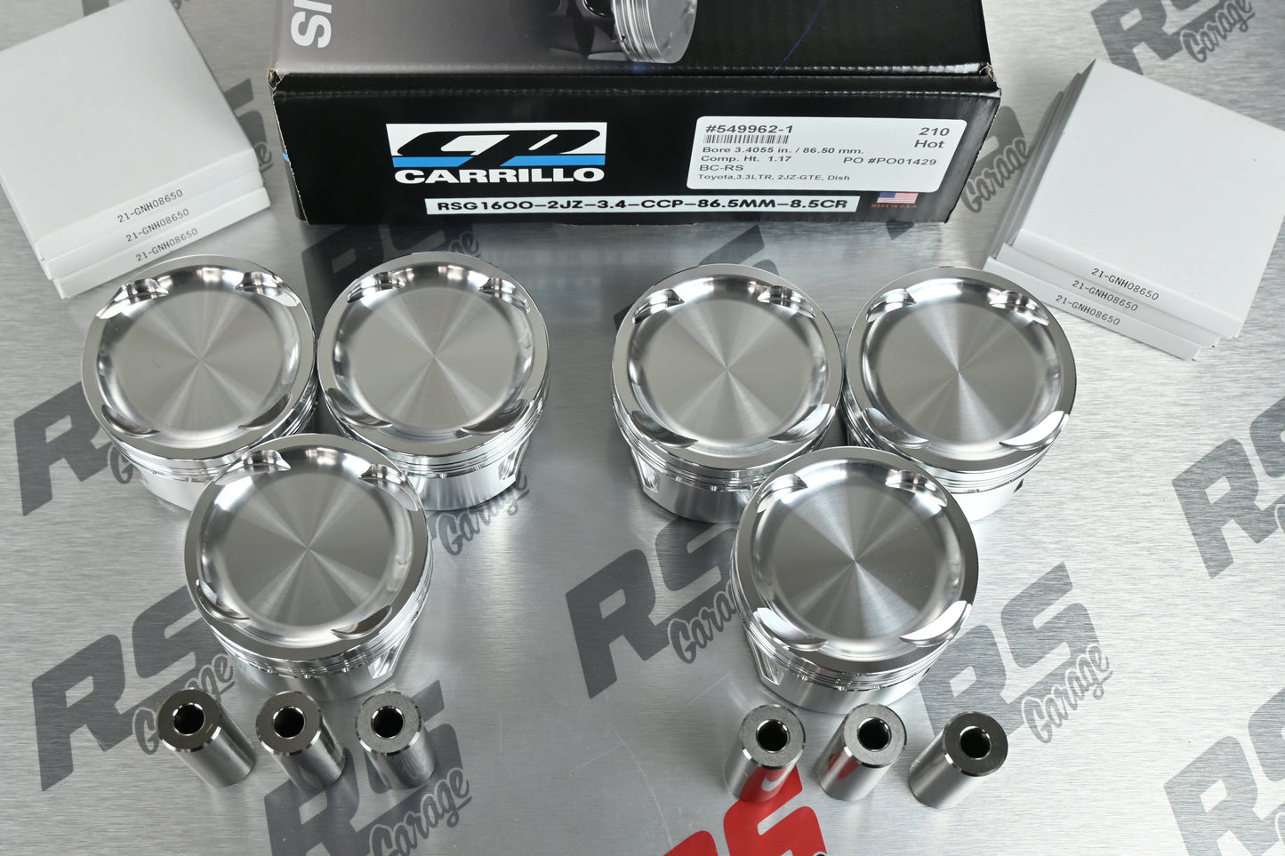 RSG2610-DLC-KIT RS Garage 1600 HD Spec 2JZ 3.4L Stroker Piston Kit - 8.5 CR - 86.5 MM - DLC Pins