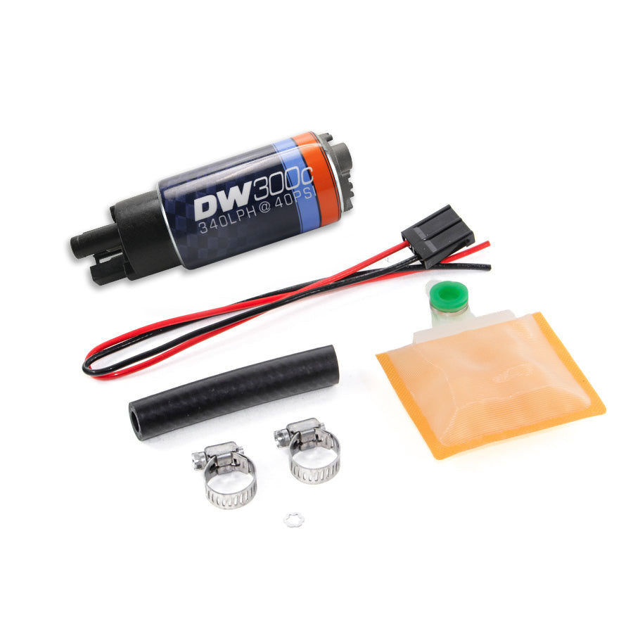 9-307-1000 DeatschWerks DW300C 340lph Compact Fuel Pump without Mounting Clips with Universal Install Kit