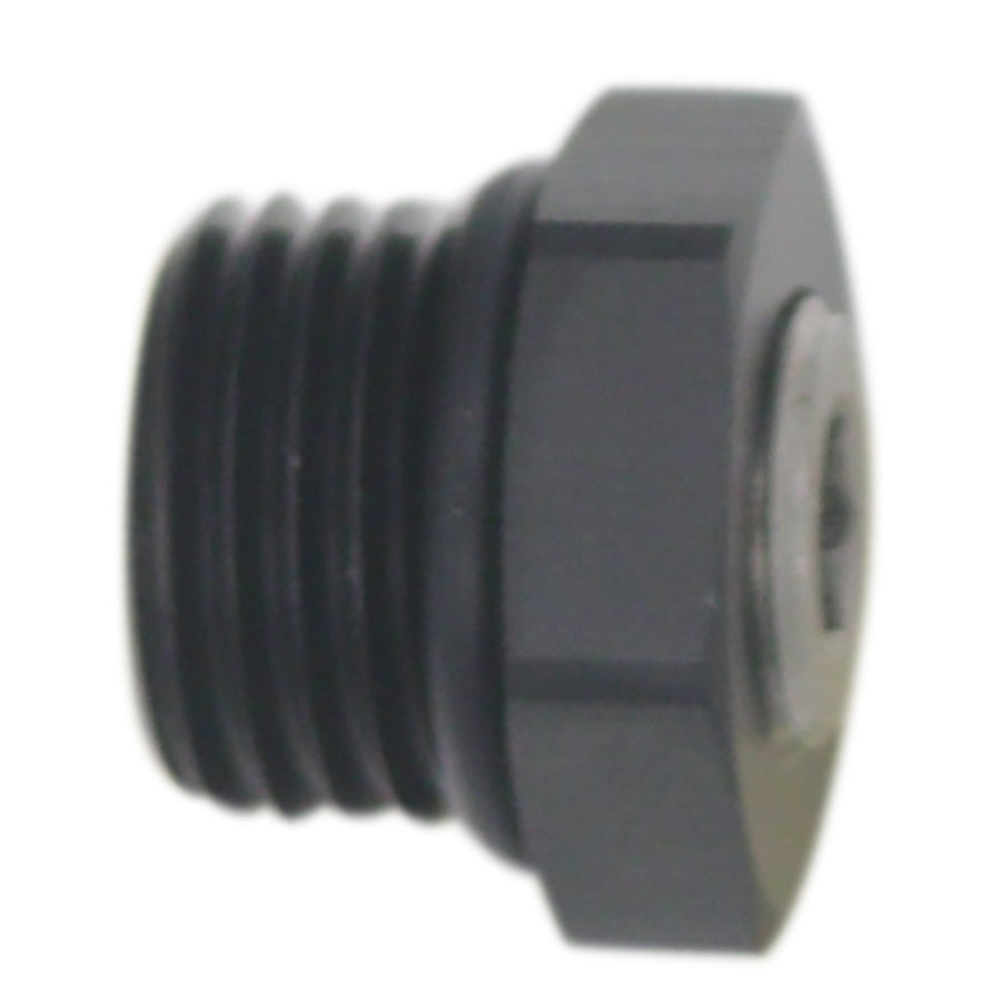 6-02-0730-B DeatschWerks 6AN ORB Male Plug Fitting with 1/8in NPT Gauge Port - Anodized Matte Black