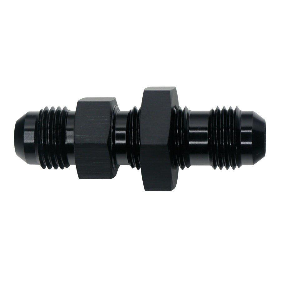 6-02-0708-B DeatschWerks 6AN Male Flare to 6AN Male Flare Bulkhead Adapter (Incl Nut) - Anodized Matte Black
