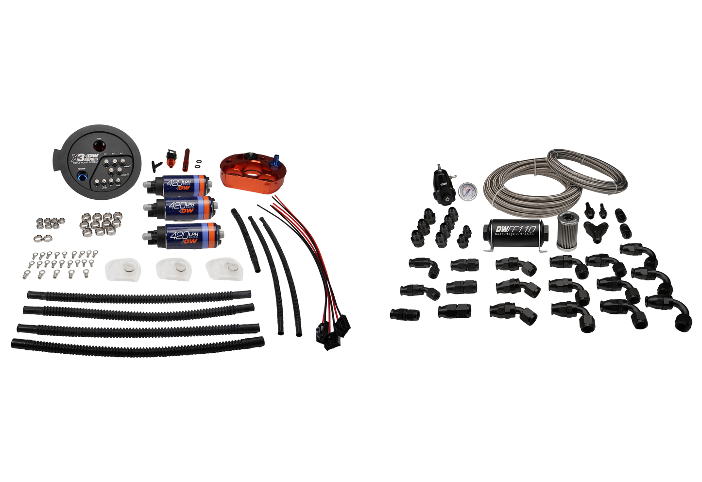 9-423-627-7080 DeatschWerks A90 Supra/G8X BMW M3/M4 X3 Module w/ Triple DW420 Pumps and PTFE Return Plumbing Kit