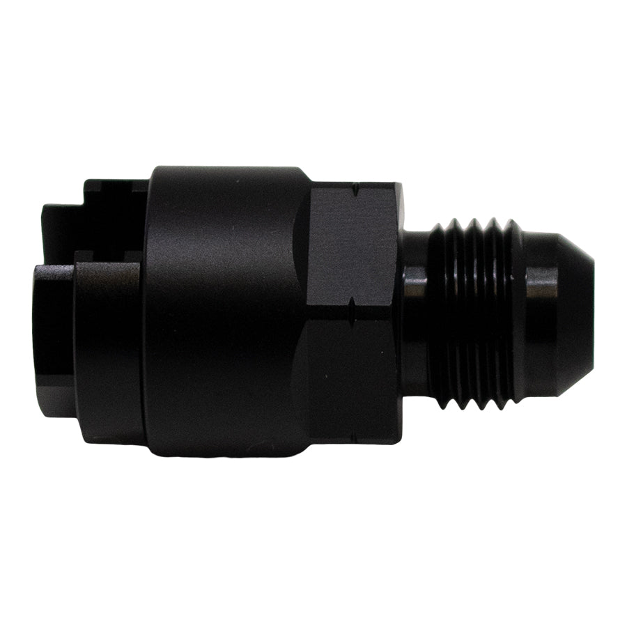 6-02-0120-B DeatschWerks 6AN Male Flare to 1/4in Female EFI Quick Connect Adapter - Anodized Matte Black