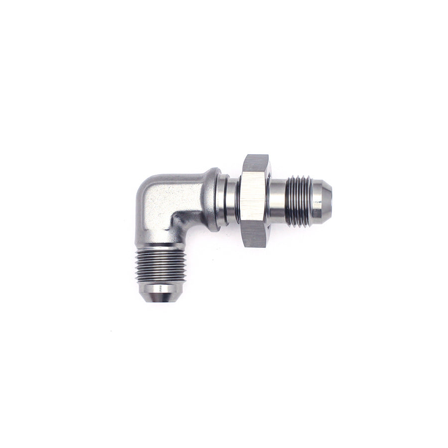 06-02-0710 DeatschWerks 6AN Male Flare To 6AN Male Flare Bulkhead Adapter 90-Degree (Incl. Nut)