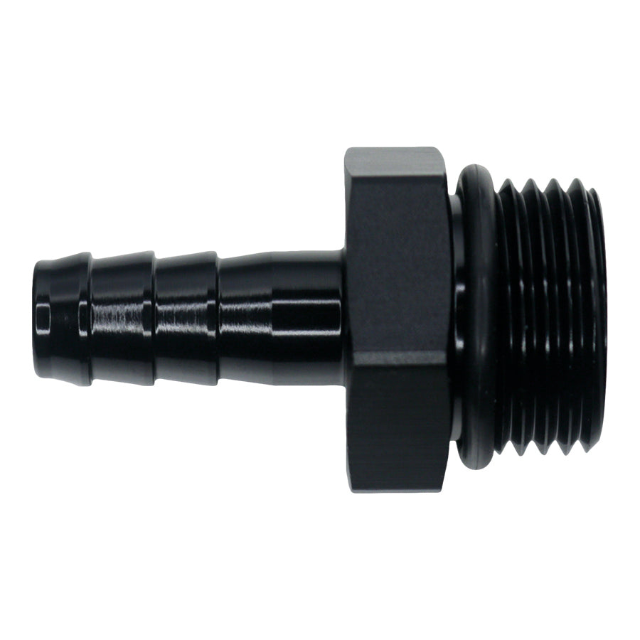 6-02-0518-B DeatschWerks 10AN ORB Male to 1/2in Male Triple Barb Fitting (Incl O-Ring) - Anodized Matte Black
