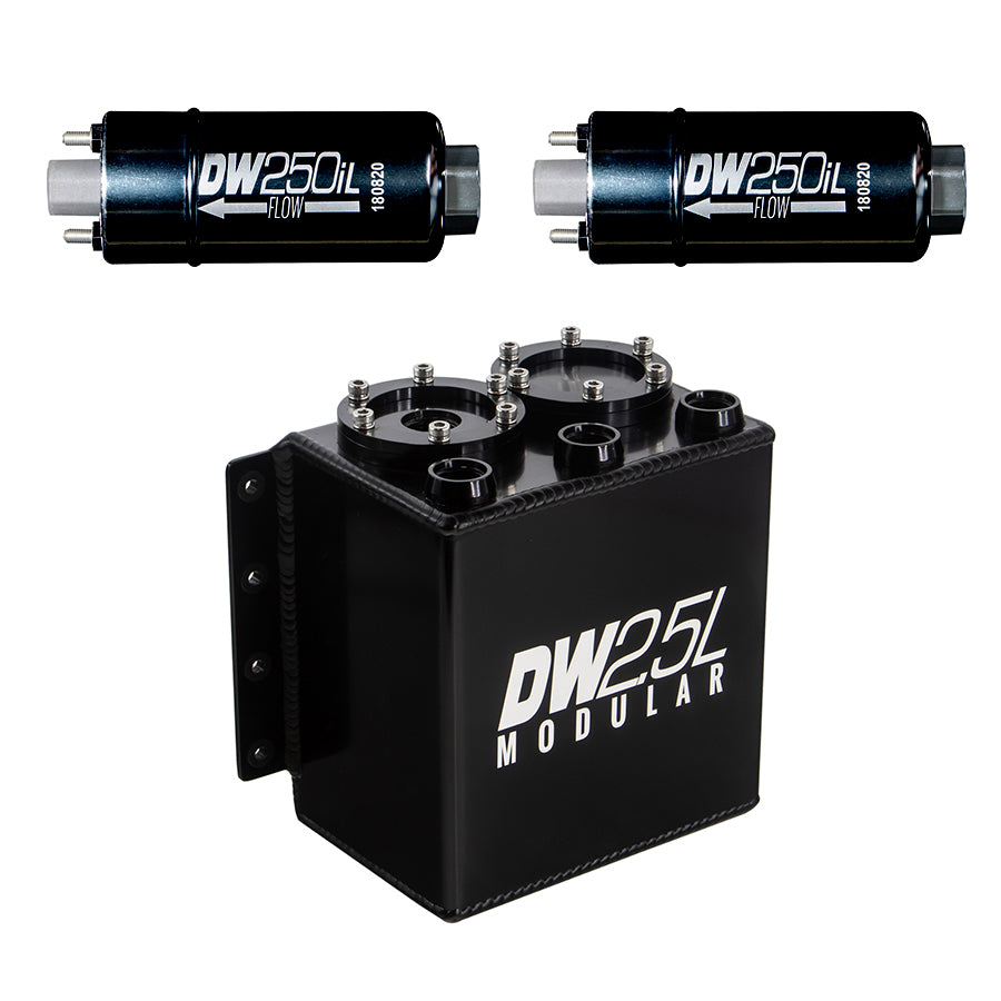 6-252-25ST DeatschWerks 2.5L Modular Surge Tank (Incl. 2 DW250iL In-Line Fuel Pump)