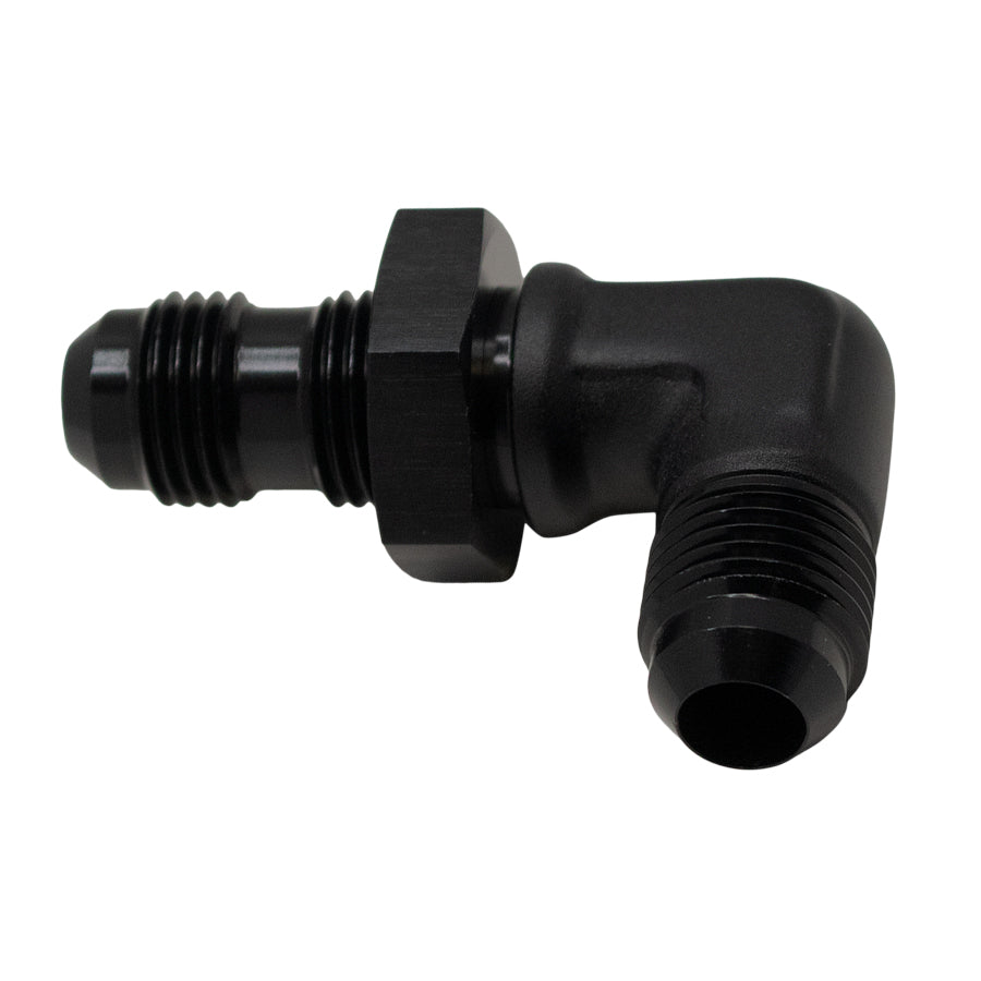 6-02-0710-B DeatschWerks 6AN Male Flare to 6AN Male Flare Bulkhead Adapter 90-Degree - Anodized Matte Black