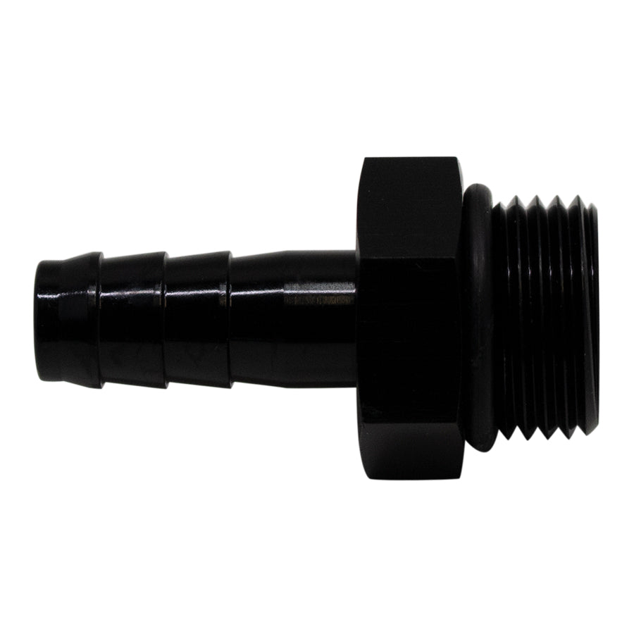 6-02-0507-B DeatschWerks 8AN ORB Male to 3/8in Male Triple Barb Fitting (Incl O-Ring) - Anodized Matte Black