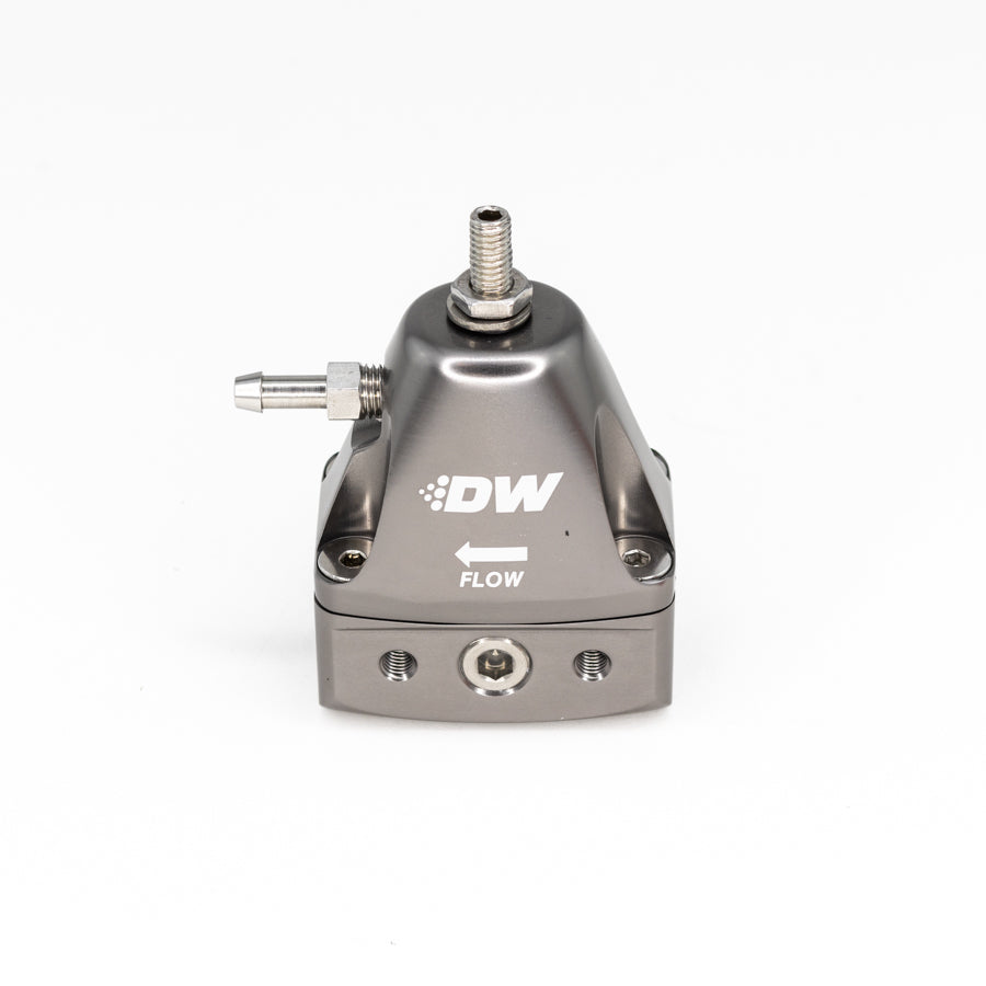 6-1001-FRT DeatschWerks DWR1000iL In-Line Adjustable Fuel Pressure Regulator 30-120 PSI 6AN In / Out Titanium