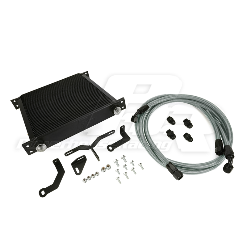 PHR Transmission Cooler for Ford 6R80 Conversion into Supra - Stainless braided hose - Black hose ends
