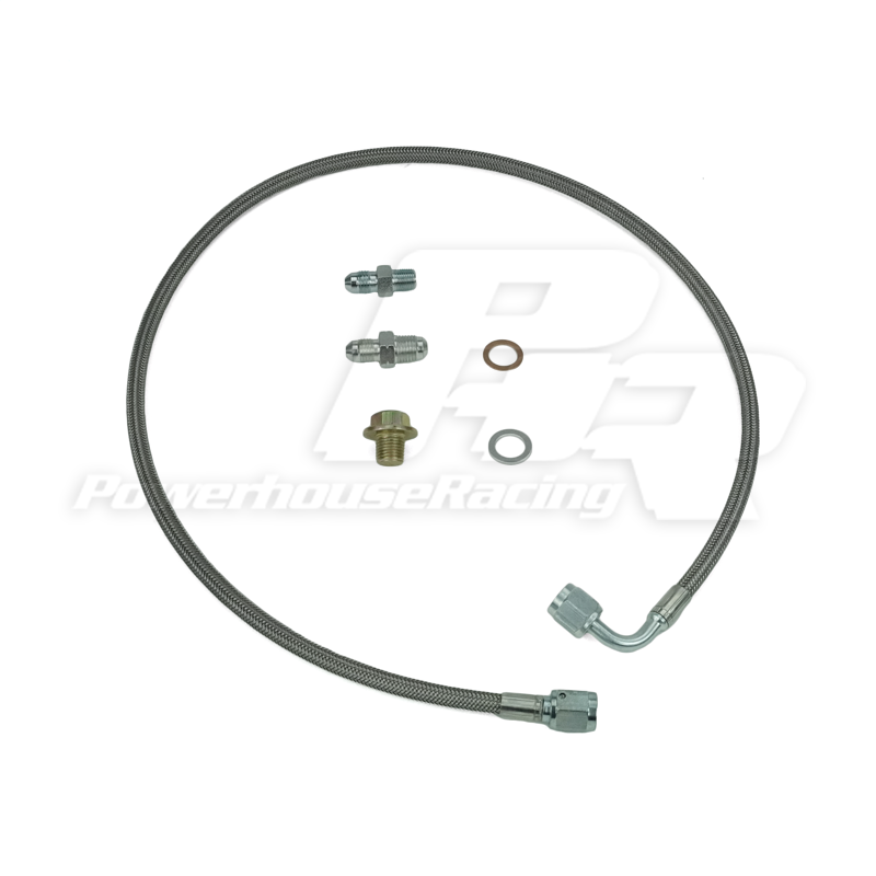 PHR Turbo Oil Feed Kit for 2jzgte for Cast Style (Street Torque) Manifold -Stainless braided line -1/4" NPT - Stainless braided, 1/4 NPT