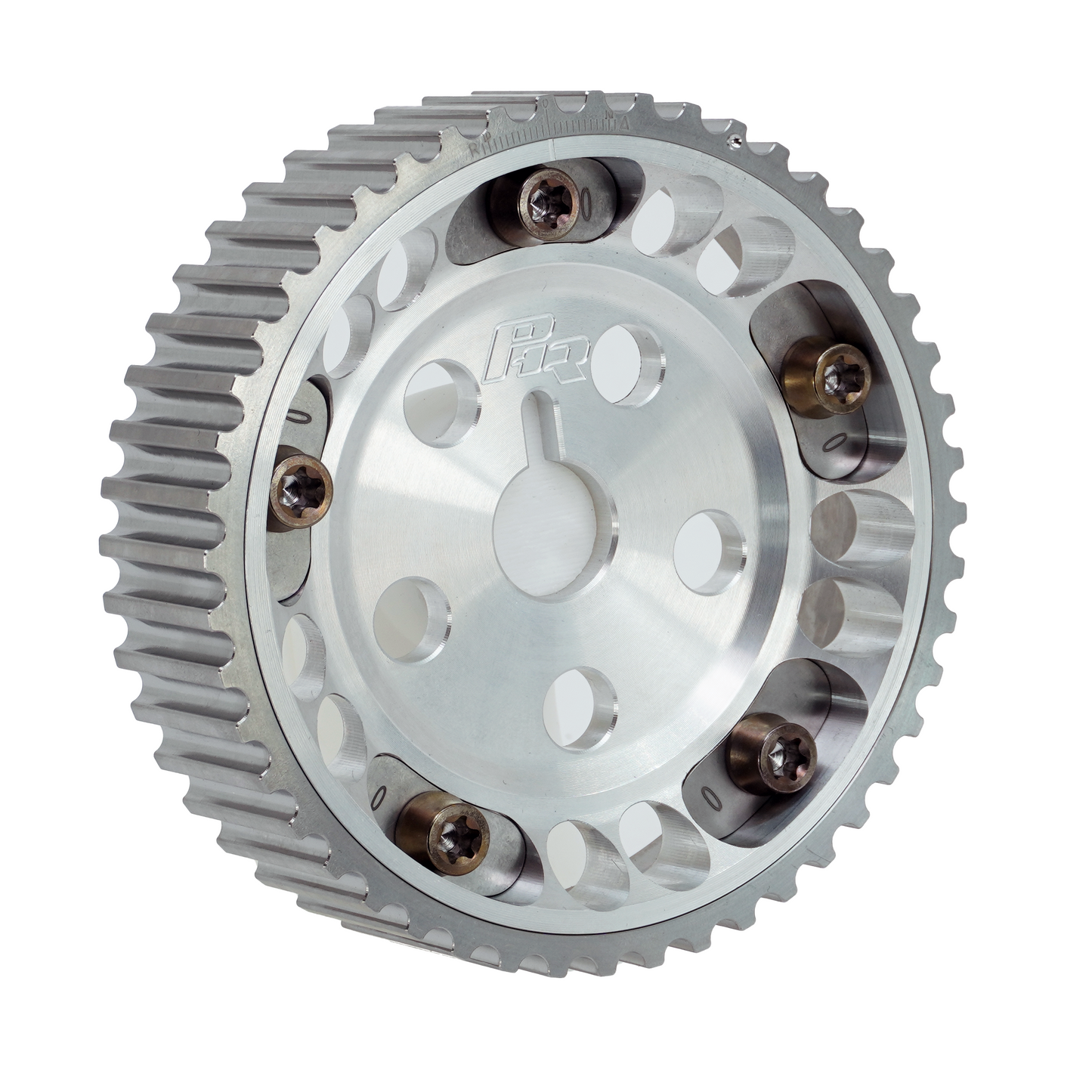 PHR Billet Titanium or Aluminum Adjustable Locking Cam Gear Builder for 2JZ/1JZ Engines - Machined Aluminum Inner, Machined Titanium Outer, Stainless "0" Degree Locks, Bronze Titanium Hardware