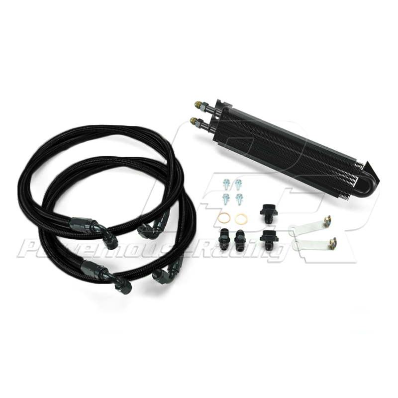 PHR Power Steering Cooler Kit for MKIV Supra - Black braided with Black hose ends, (LHD) Left Hand Drive