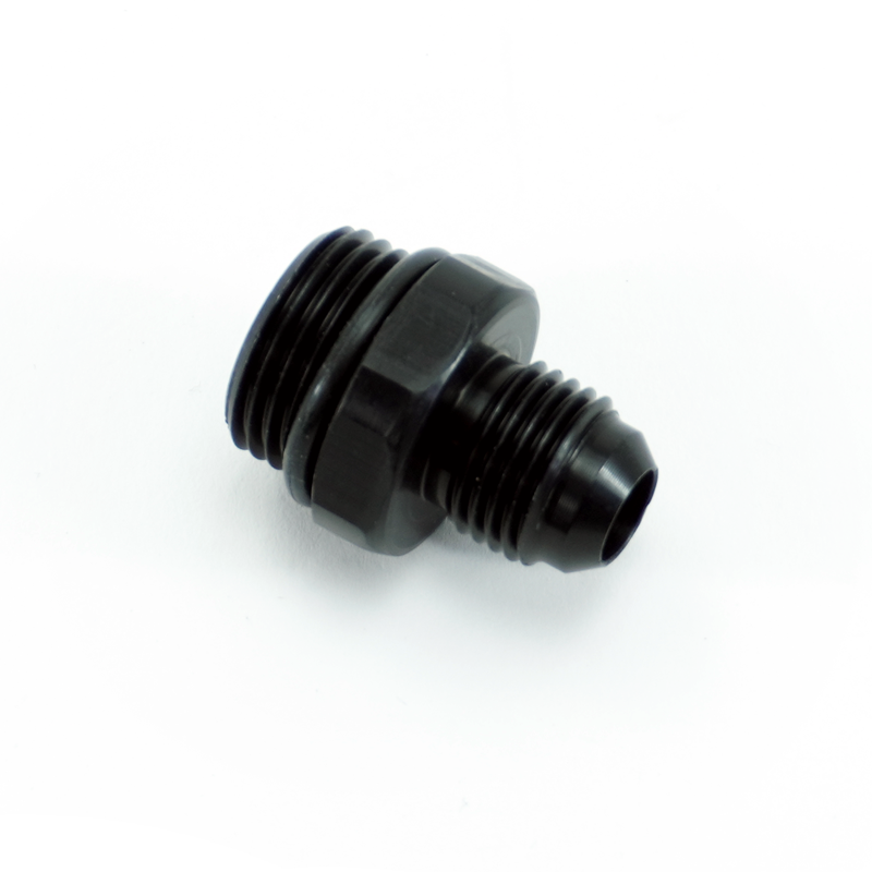 -8ORB Male to -6AN Male Fitting, Straight, Aluminum, Anodized Black