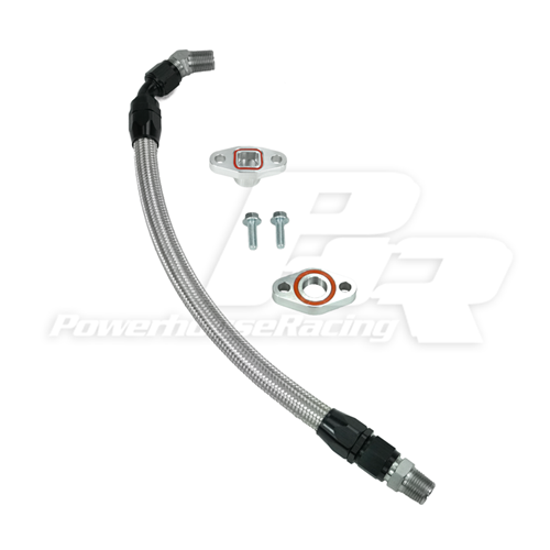 PHR Turbo Oil Drain Kit for NA-T Street Torque turbo kit -Stainless braided Hose with black hose ends - For NA-T Stree - Stainless braided with Black hose ends