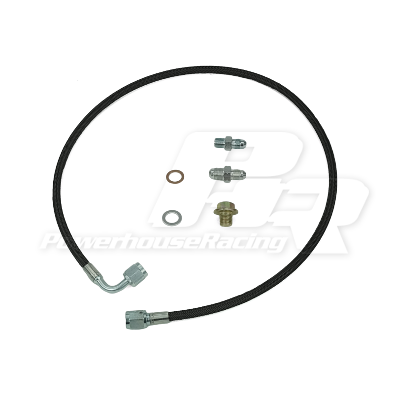 PHR Turbo Oil Feed Kit for 2jzgte for Cast Style Manifold -Stainless braided line with black coating -1/8" NPT - Stainless braided with black coating, 1/8 NPT