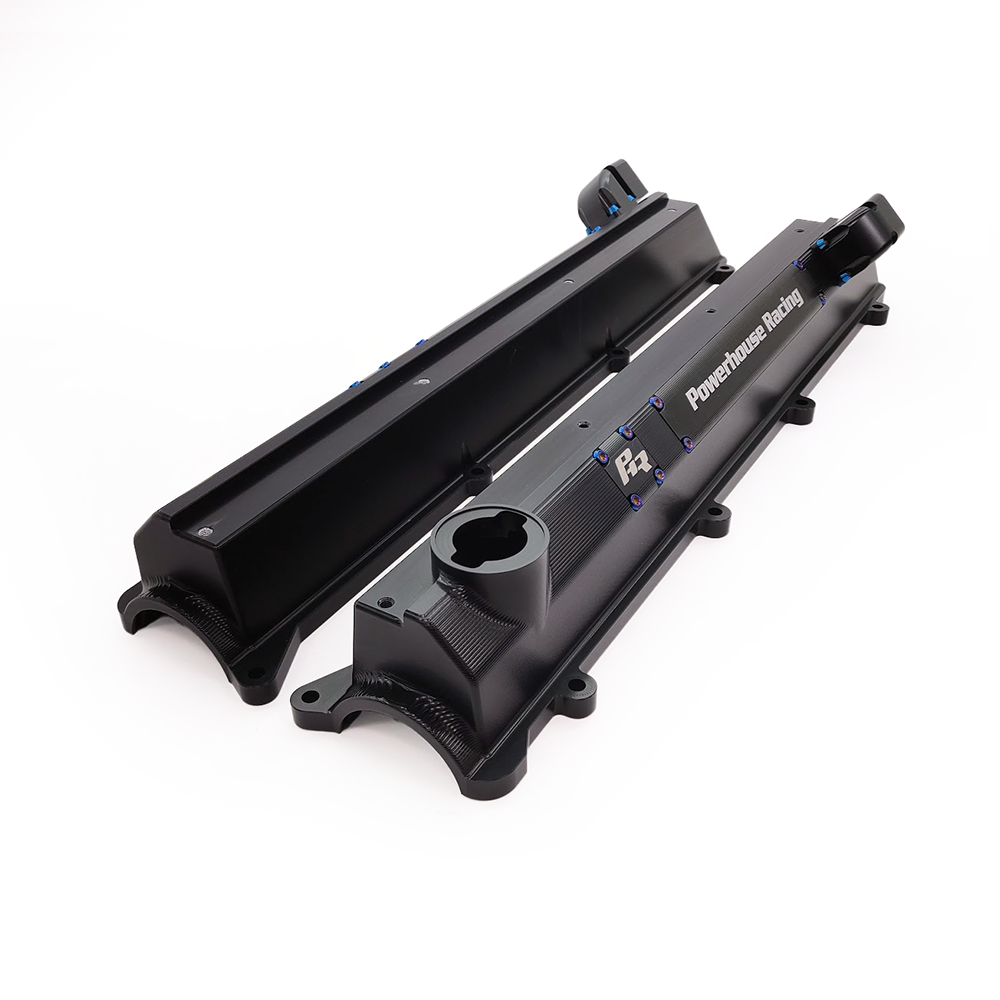 PHR Flex Billet Valve Covers for 2JZ, non-VVT-i - Black Anodized, Black Anodized, Blank, 2 Block-Off Plates, Machined Finish, Blank, No Breather Manifolds, No Breather Manifolds, Black Titanium, Machined Titanium