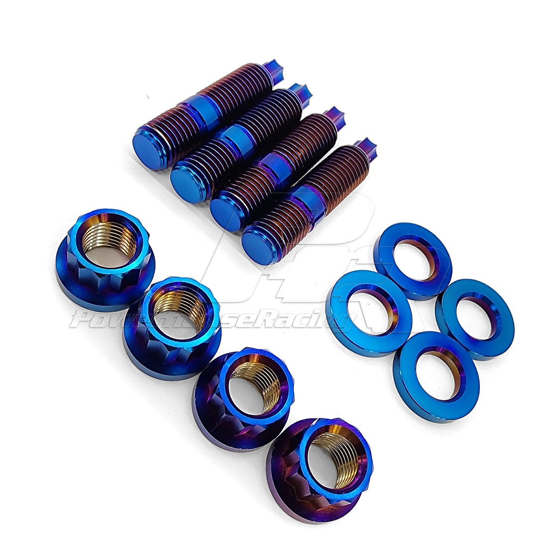 PHR Titanium Stud and Nut Kit for Manifold to Turbo (Set of 4) - M10 x 1.25, 12 Point, PVD Blue