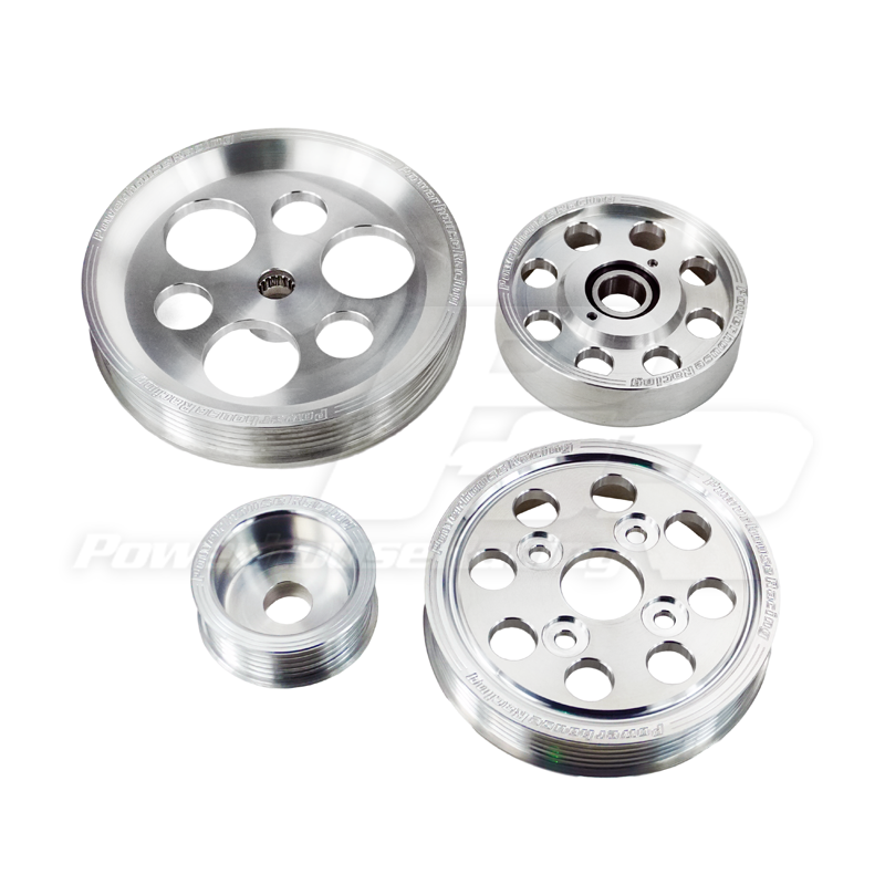 PHR 4 Piece POLISHED Billet Aluminum Pulley Set w/ idler for IS300 and 97-04 GS300 (includes Alternator, P.S. Pump, Wate