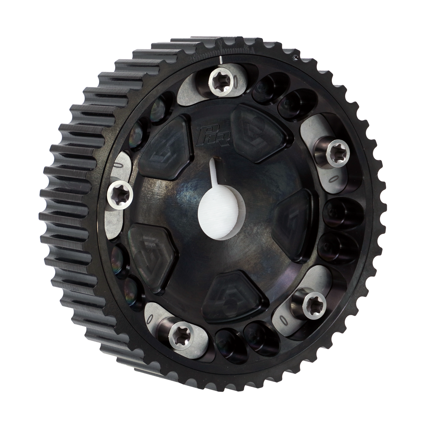 PHR Billet Titanium or Aluminum Adjustable Locking Cam Gear Builder for 2JZ/1JZ Engines - Black Titanium Inner, Black Titanium Outer, Titanium "0" Degree Locks, Machined Titanium Hardware