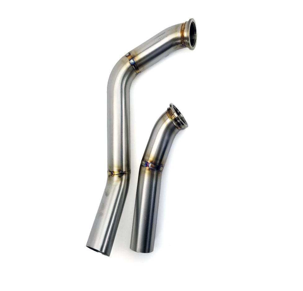 PHR Stainless Dumptubes for S23, S45, V45 or V50 Dual Wastegate Manifolds (46/44mm, pair) - RHD - Built to order