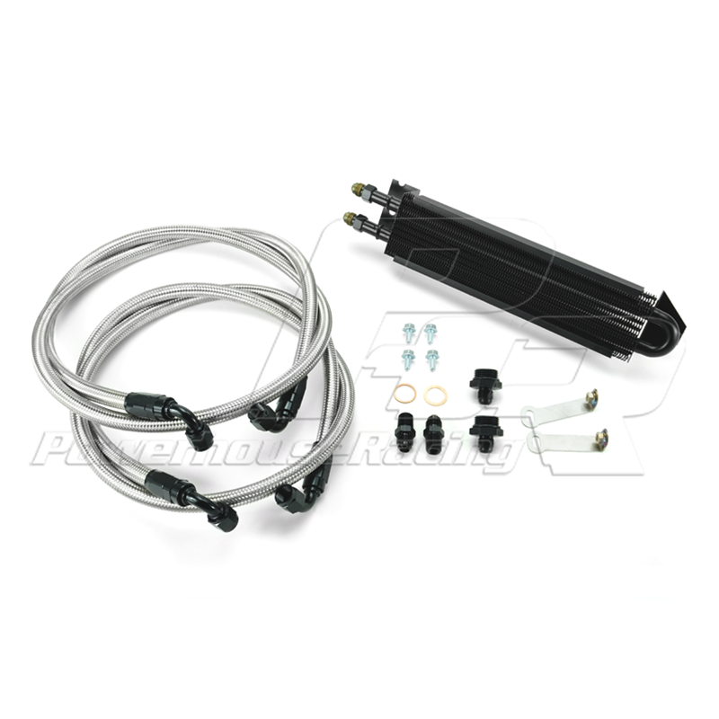 PHR Power Steering Cooler Kit for MKIV Supra - Stainless braided with Black hose ends, (RHD) Right Hand Drive