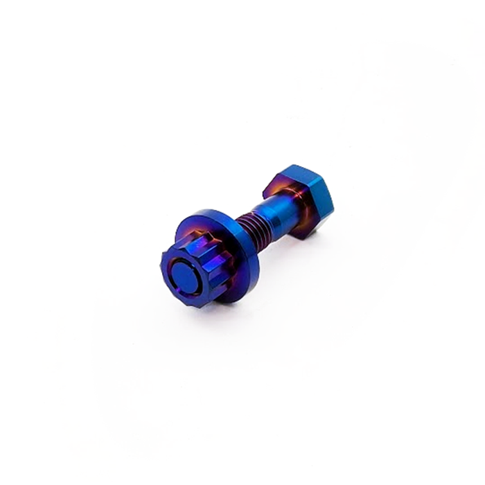 PHR Titanium Serpentine Belt Idler Pulley Bolt and Nut for 2JZ, 1JZ - Manual, PVD Blue