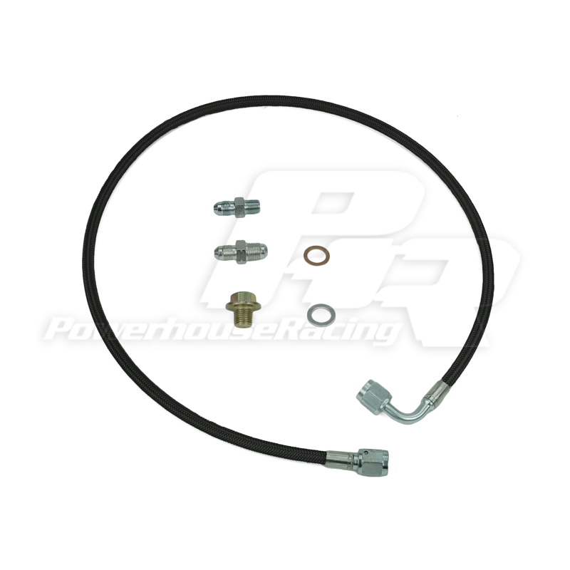 PHR Turbo Oil Feed Kit for 2jzgte for Cast Style Manifold -Stainless braided line with black coating -1/4" NPT - Stainless braided with black coating, 1/4 NPT