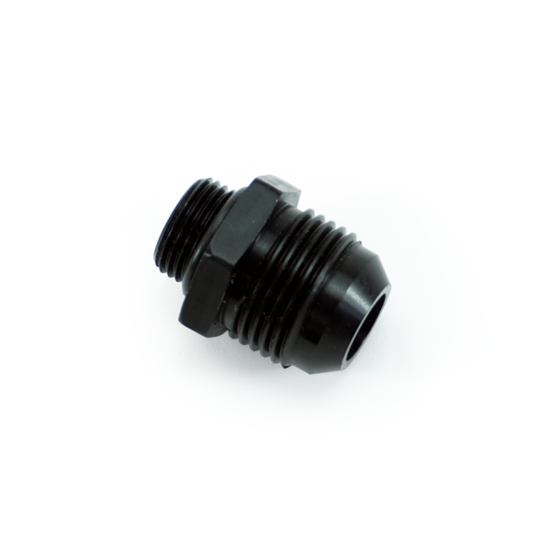 -8ORB Male to -12AN Male Fitting, Straight, Aluminum, Anodized Black