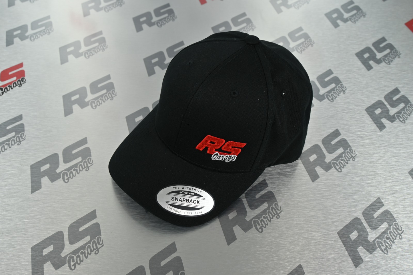 RS Garage Logo Black Flat Bill - Snapback