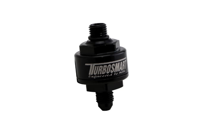 TS-0804-1003 Turbosmart Billet Turbo Oil Feed Filter 44um AN-4 to AN-4 ORB Black TS-0804-1003