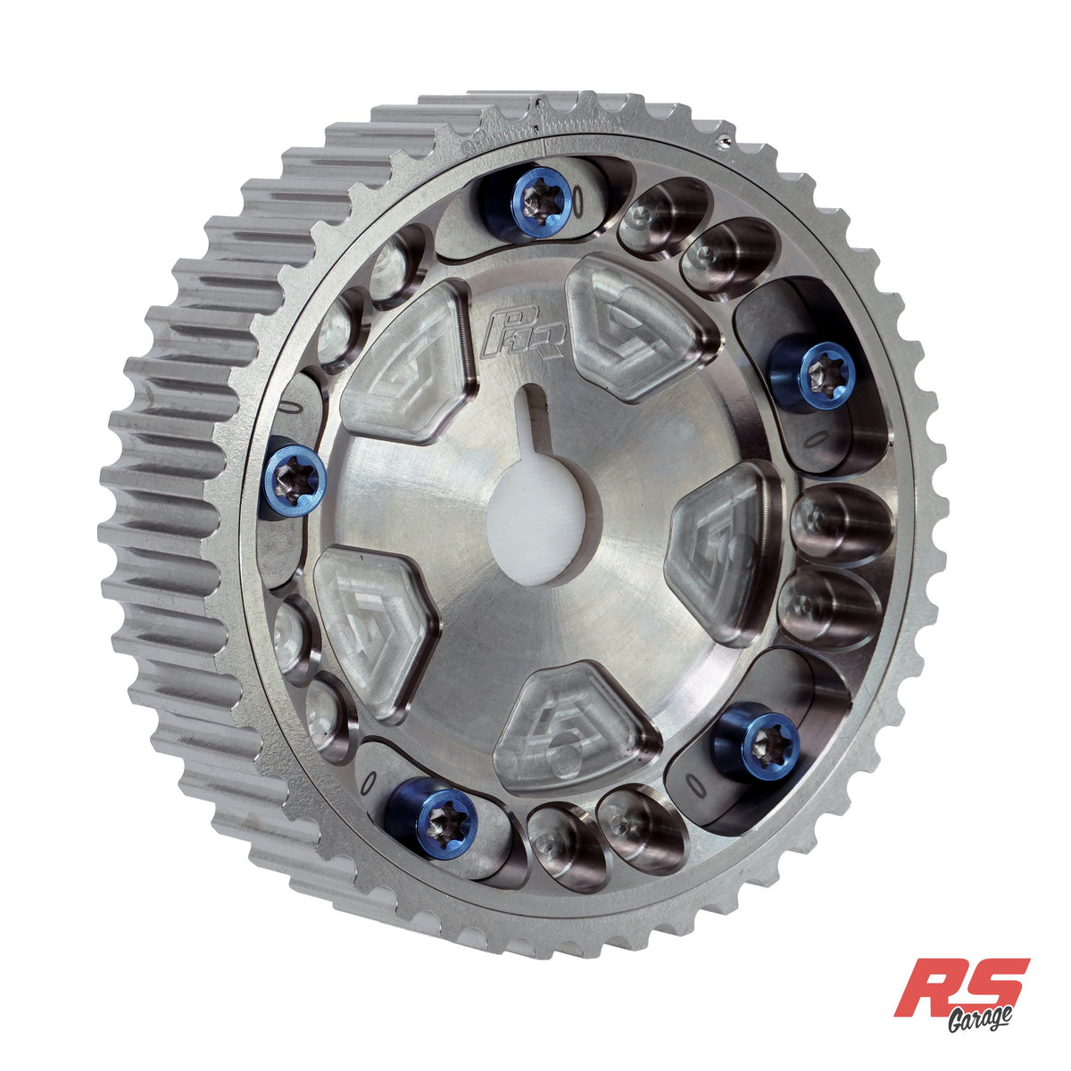 PHR Billet Titanium or Aluminum Adjustable Locking Cam Gear Builder for 2JZ/1JZ Engines - Machined Titanium Inner, Machined Titanium Outer, Titanium "0" Degree Locks, Blue Titanium Hardware