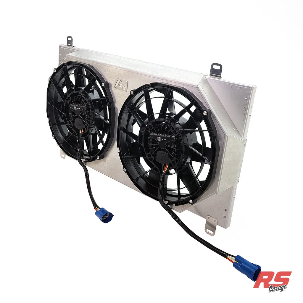 PHR Dual Brushless SPAL Fan Kit -Raw finish - Includes 12" heavy duty SPAL fans and wiring harness
