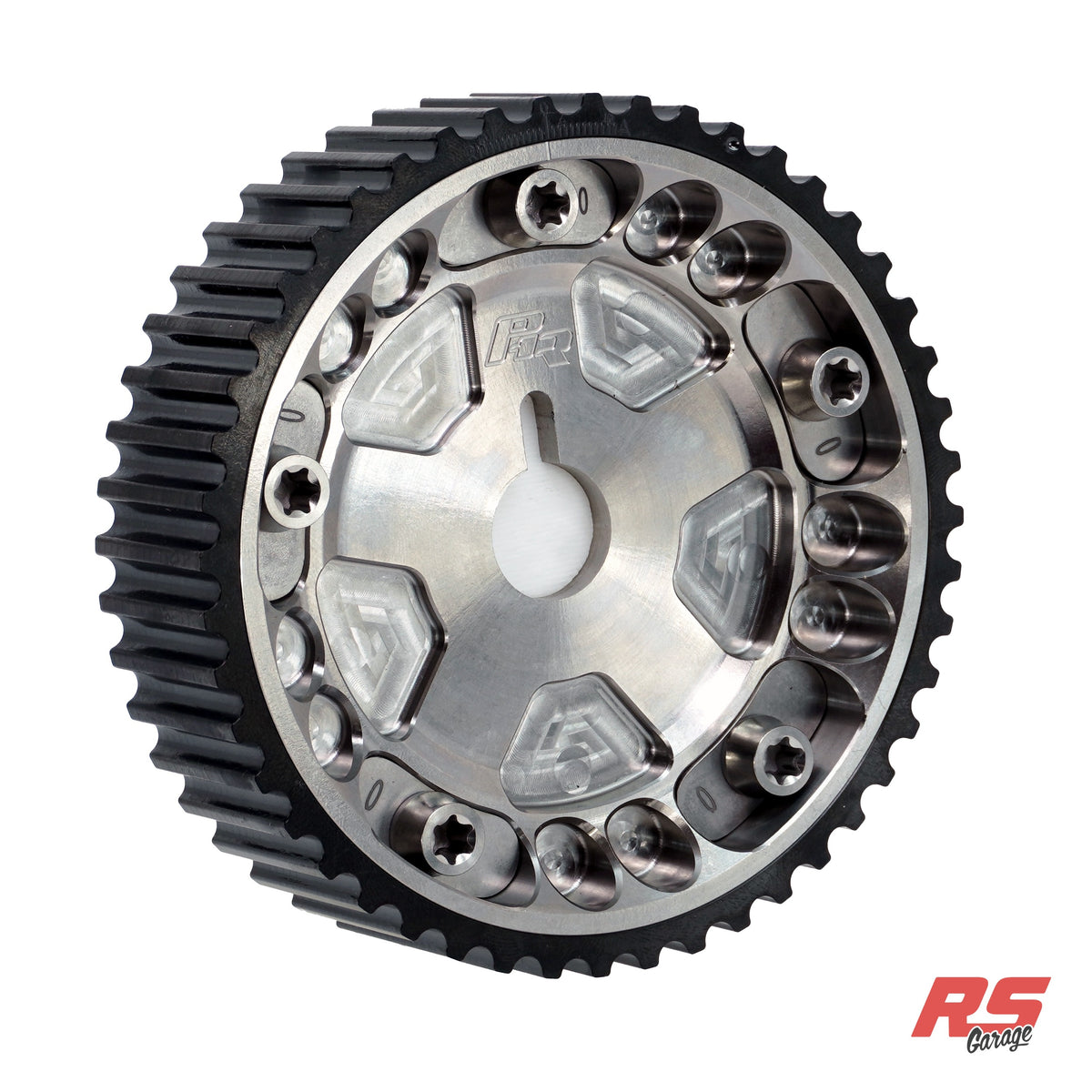PHR Billet Titanium or Aluminum Adjustable Locking Cam Gear Builder for 2JZ/1JZ Engines - Machined Titanium Inner, Black Titanium Outer, Stainless "0" Degree Locks, Machined Titanium Hardware