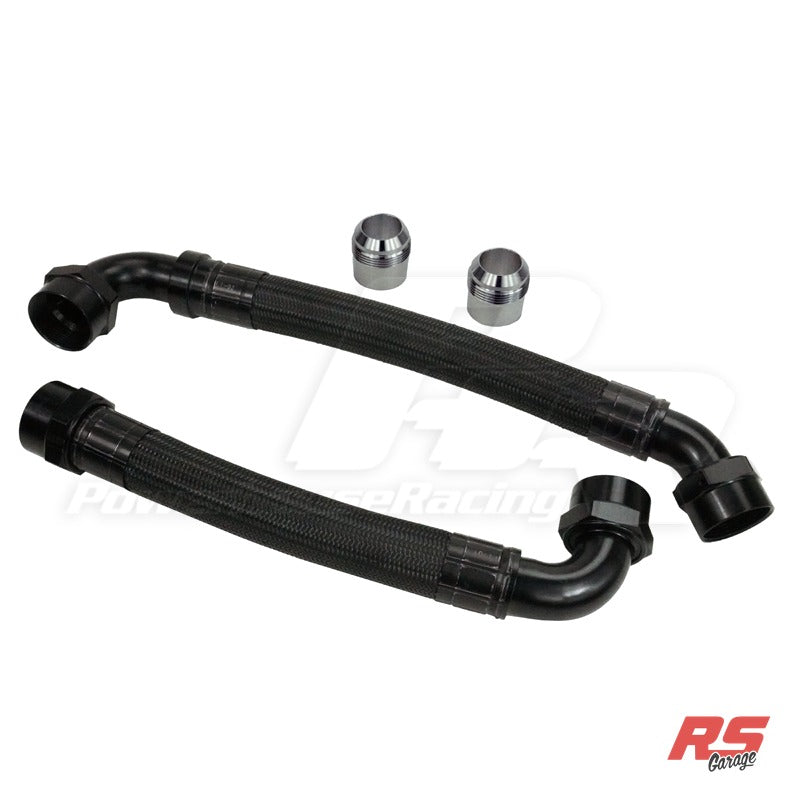 PHR Race -20AN Radiator Hose Kit for 93-98 Supra TT -Black braided hose, black hose ends -For electric fan setup - Hoses only. Does not include any waternecks. See info below for additional parts needed