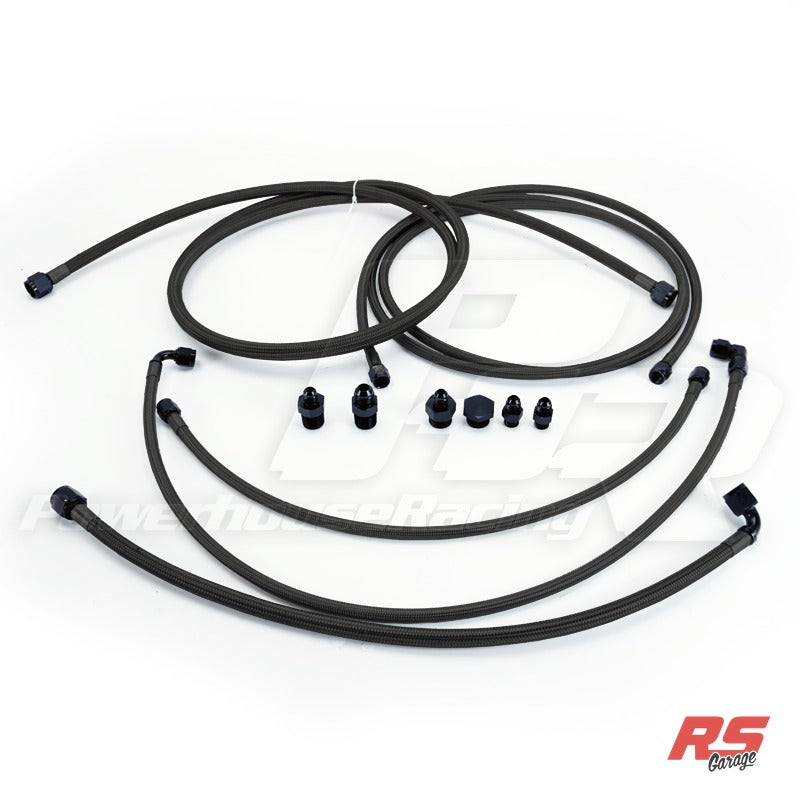 PHR E85 Fuel Line Kit for 1993-1998 MKIV Supra -Dual -8 feed --6 return -Black coated stainless braided Teflon line -For PHR fuel pump hanger -For stock intake manifold -For flex fuel sensor in return line