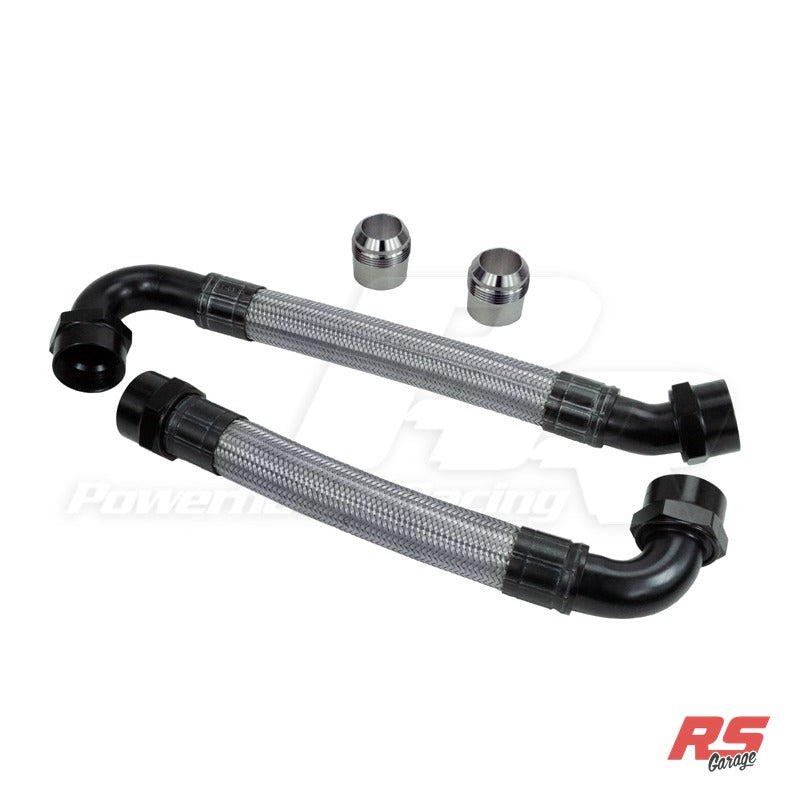 PHR Race -20AN Radiator Hose Kit for 93-98 Supra TT -Stainless braided hose, black hose ends -For OEM mechanical fan set - Stainless braided with Black hose ends, OEM Mechanical